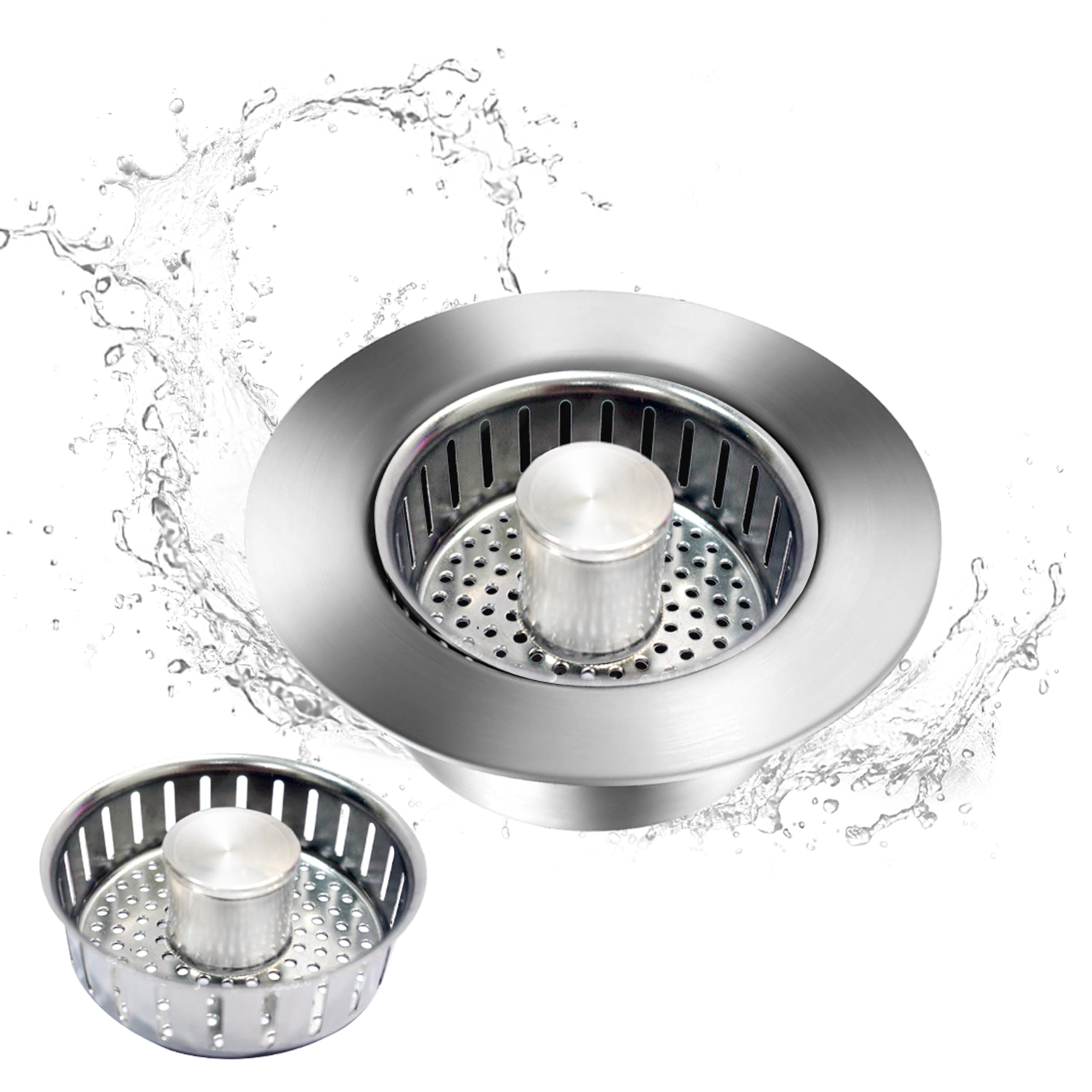 Photo 1 of Standard 3 1/2 Inch Sink - Kitchen Sink Stoppers and Drain Stop - Sink Stopper Kitchen Drain - 3 in 1 Kitchen Sink Drain Strainer - Stainless Steel Stopper