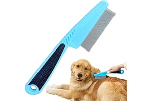 1 Pcs Flea Comb with Rubber Handle, Flea Combs for Dogs & Cats, for Grooming (Blue)