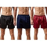 Mobarta Men's Satin Boxer Shorts Underwear Sleep Pajama Shorts Silk Sleepwear Boxers Underwear