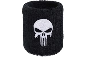 EXPRESS-STICKEREI Outdoor Sweat Band for Wrist- Embroidered Heavy Metal Sweat Absorbent Wrist Band - Terrycloth Black Arm Band for Sport (Heavy Metal - Schweißband)