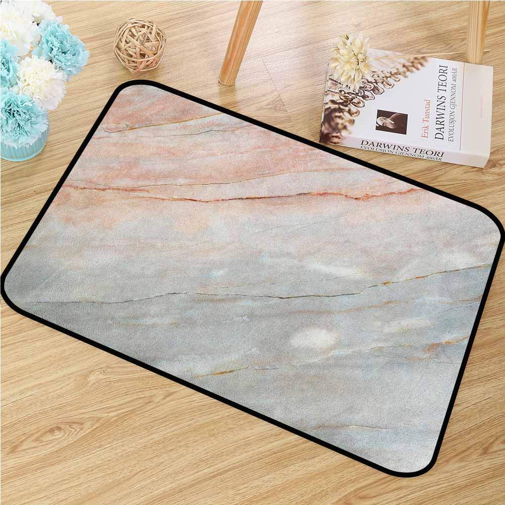 Marble Universal Door mat Onyx Stone Textured Natural Featured Authentic Scratches Artful Illustration Door mat Floor Decoration W47.2 x L60 Inch Peach Pale Grey