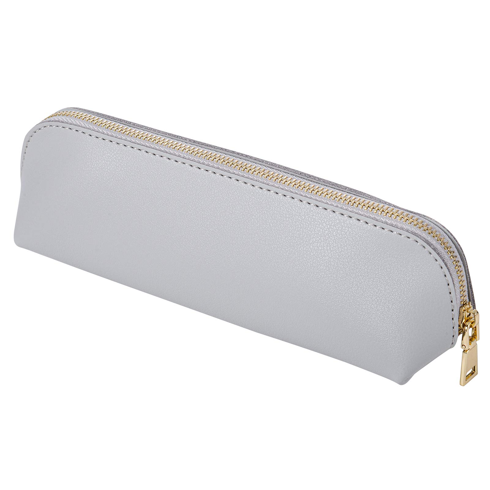 Fyore Leather Pencil Case Slim Design Pen Bag with Metallic Zipper Pocket Size for or Student Office College Middle School