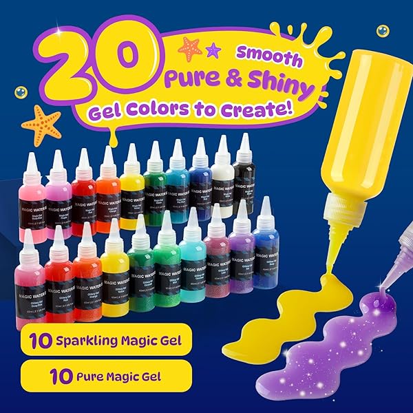 TMOL MAGIC WATER ELF TOY KIT – 65ML AQUA FAIRY WATER GEL KIT FOR KIDS WITH 20 MAGIC GEL & 10 MOLDS, MAKE YOUR OWN WATER PETS & SQUISHY TOYS, ARTS AND CRAFT KITS FOR KIDS AGES 8 9 10 YEARS OLD