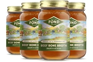 FOND NOURISH DELIGHT FOND Regenerative Grass Fed Beef Bone Broth – Slow-Simmered Beef Broth for Rich and Nourishing Flavor, Nutrient-Dense, Artisan Quality – Pure & Unflavored, 14 oz (4-Pack)