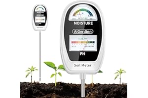 AiGerdinn Soil Test Kit, 2-in-1 Soil Moisture Meter, Soil pH Meter -Dual Dial-Simultaneously-Display Results-Soil pH Tester, Moisture Meter for House Plants,Garden,Lawn,Farm Indoor&Outdoor-MilkWhite