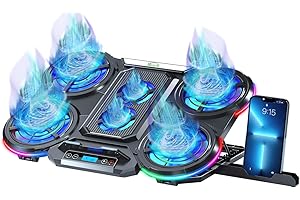Laptop Cooling Pad, NESTELLE RGB Gaming Notebook Cooler Stand 6 Adjustable Height, 6 Speed Quiet computer Fan for 10.9 to 17.