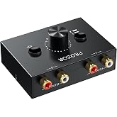 PROZOR RCA Stereo Audio Switcher - 2 in 1 Out R/L Stereo Audio Switch | 1 in 2 Out Stereo Audio Switcher Selector with Mute Button and No External Power Required