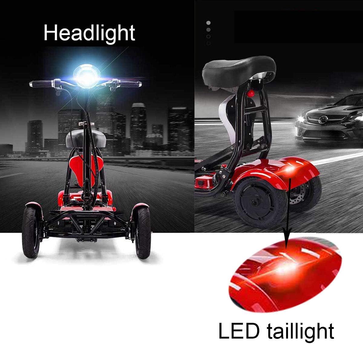 Foldable Lightweight Power Mobility Scooter Wheelchair Multi Terrain Easy Travel Electric Mobility Scooter for Adults with Child Seat (Red): Health & Personal Care