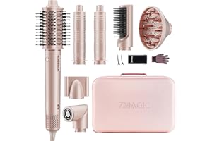 7MAGIC 7 in 1 Hair Styler & Hair Dryer Brush, 110,000 RPM High-Speed Blow Dryer with Negative Ions for Frizz-Free Styling Fast Drying Curling Volumizing Straightening, Hot Air Styler with Travel Case
