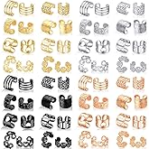 Miss JQ 64 Pcs Ear Cuffs Set for Women & Men - Non-Piercing, Helix Cartilage Clip-On Wrap Earrings in Gold,Silver,Rose Gold and Black Ear Cuff - Fake Earrings Cartilage and Cuff Earrings for Ear Piercing or Non-Pierced Ears