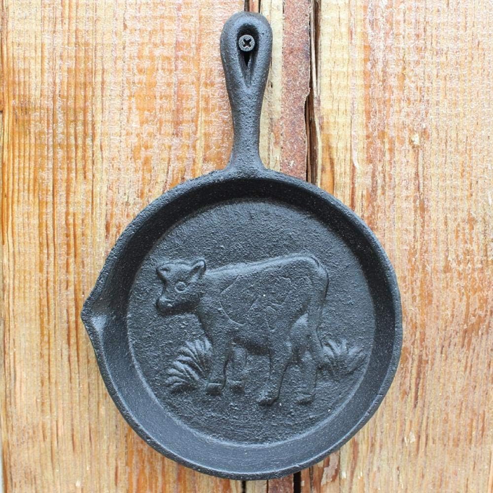 TOORY mural Decoration Gift Industrial Style Decorative Cast Iron Wrought Iron Pan Wall Decoration Retro Bar Cafe Wall Decoration Wall Hanging-Cow Pan