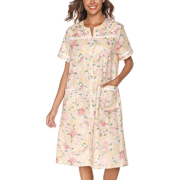 cotton house dress snap front Casual Nights Women's Snap