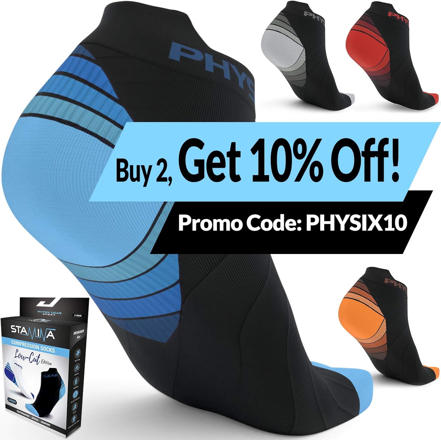 Compression Running Socks for Men & Women - Best for Plantar Fasciitis & Stamina: Clothing
