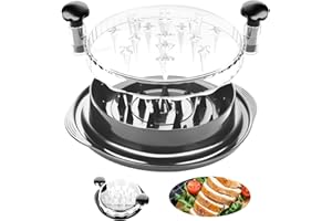 LAMBADA Chicken Shredder Pro, Chicken Shredder Tool Twist for Effortlessly Shredding Chicken and Vegetables, 10.8" Visible Meat Shredder with Transparent Lid, Ergonomic Handle, Non-Slip Base, BPA Free (Grey)…