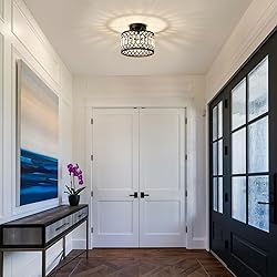 Pevfah Crystal Black Ceiling Light, Modern Semi