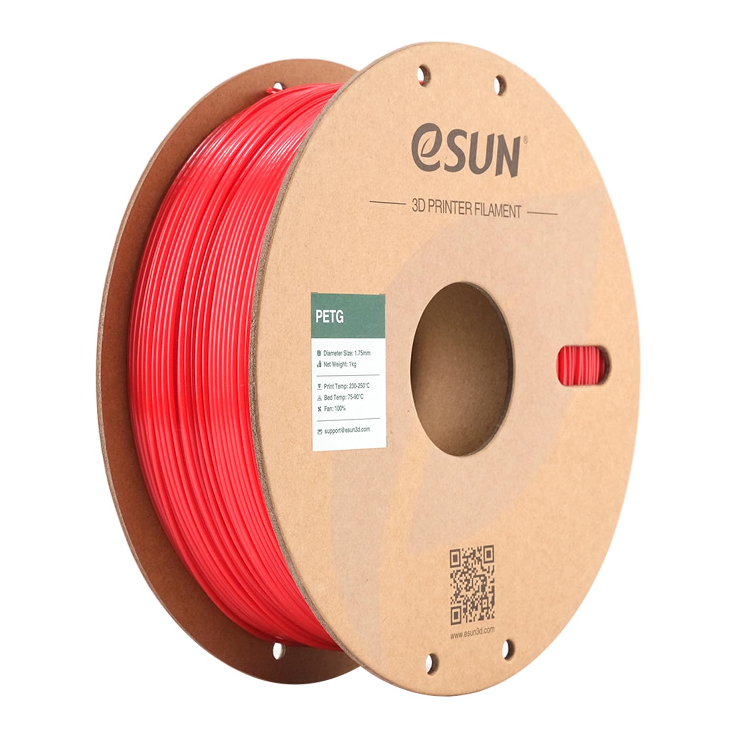 eSUN PETG Filament 1.75mm, 3D Printer Filament PETG, Dimensional Accuracy +/- 0.05mm, 1KG Spool (2.2 LBS) 3D Printing Filament for 3D Printers, Solid Red