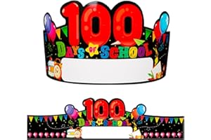 SICOHOME 100th Day of School Crowns 24pcs 14.5x4 inch Paper Crowns for Kids 100th Day of School Decorations