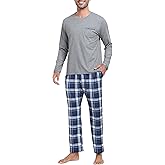 MoFiz Men's Pajamas Set Long Sleeve Sleepwear Soft Christmas Pajamas 2 Piece Loungewear Warm Pjs Sets for Winter Holiday