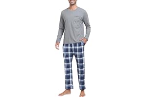 MoFiz Men's Pajamas Set Long Sleeve Sleepwear Soft Christmas Pajamas 2 Piece Loungewear Warm Pjs Sets for Winter Holiday