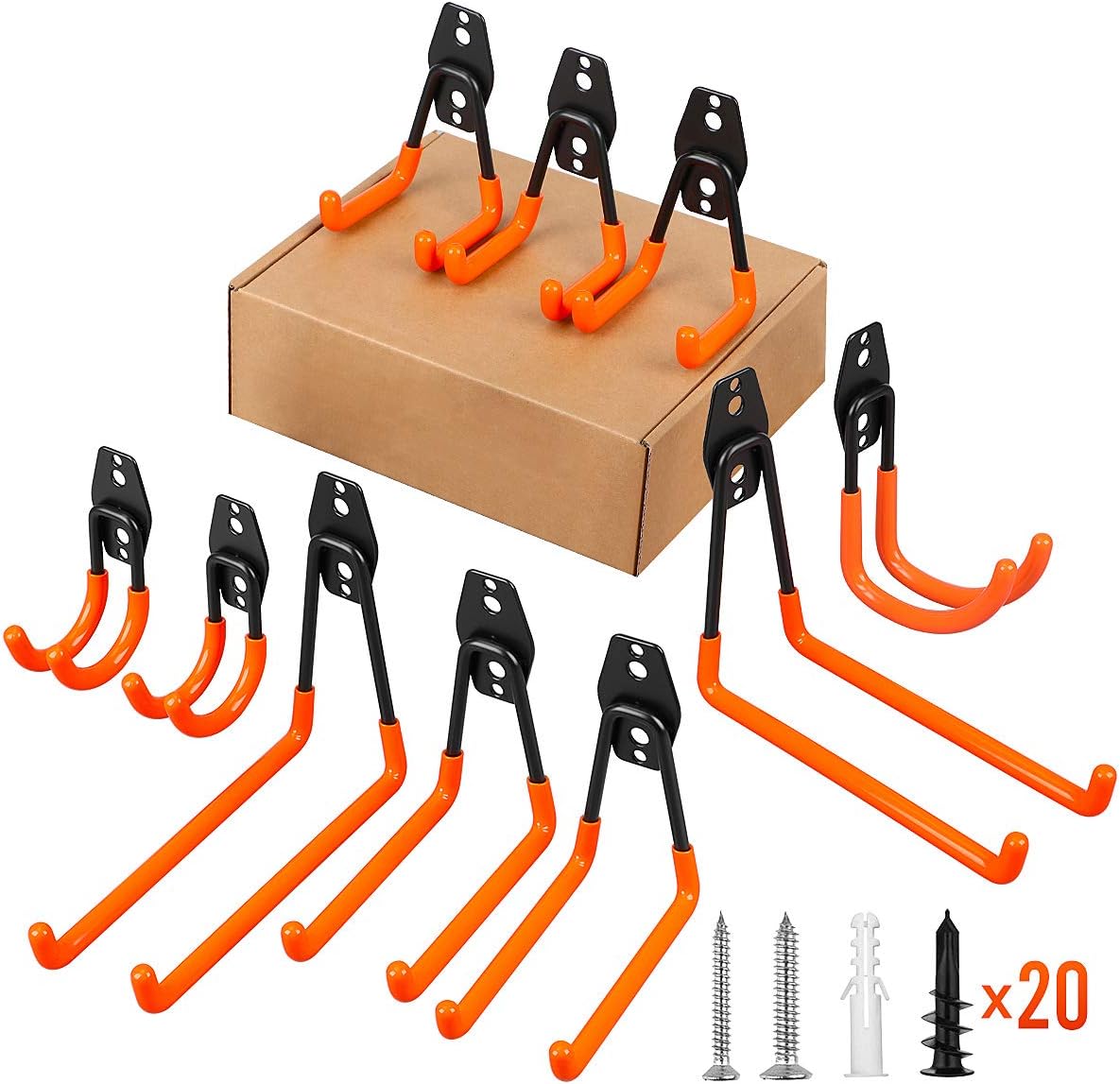 Dstper Garage Hooks, Garage Organizer Utility Hooks, Heavy Duty Garage Storage, Tool Hangers for Garage Wall Utility Wall Garage Hooks and Hangers with Anti-Slip Coating for Tools, Ladders and Bikes - - 