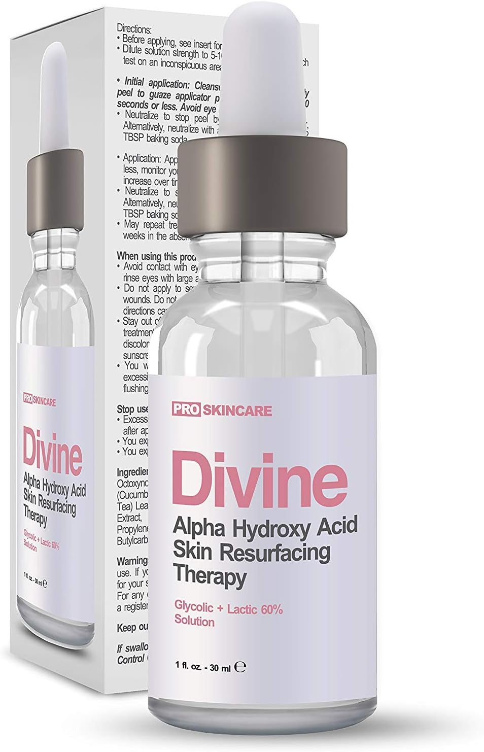 Glycolic Acid Peel with Lactic Acid 60% Chemical Peel - Intense Alpha Hydroxy Acid Skin Peel Used For Acne Scarring, Fine Lines, Brown Spots and Uneven Skin Tone