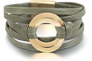 hotoo Circle Charm Bracelets for Women Handmade Leather Wrap Bracelets for Women Teen Girls Bohemian Couples Friendship Bracelet Cuff Bangle Boho Jewelry Gift for Sisters, Wife and Mother…