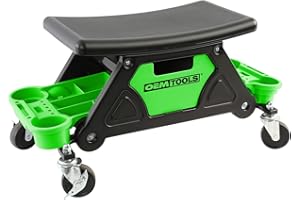 OEMTOOLS 24986 Heavy-Duty Rolling Workbench and Creeper Seat, Mechanics Stool with Wheels, Creepers, Shop Stools with Wheels, Automotive, Green and Black 300 LB Capacity