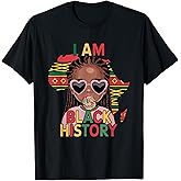 I am Black History Afro Little Girl African American Kids T-Shirt