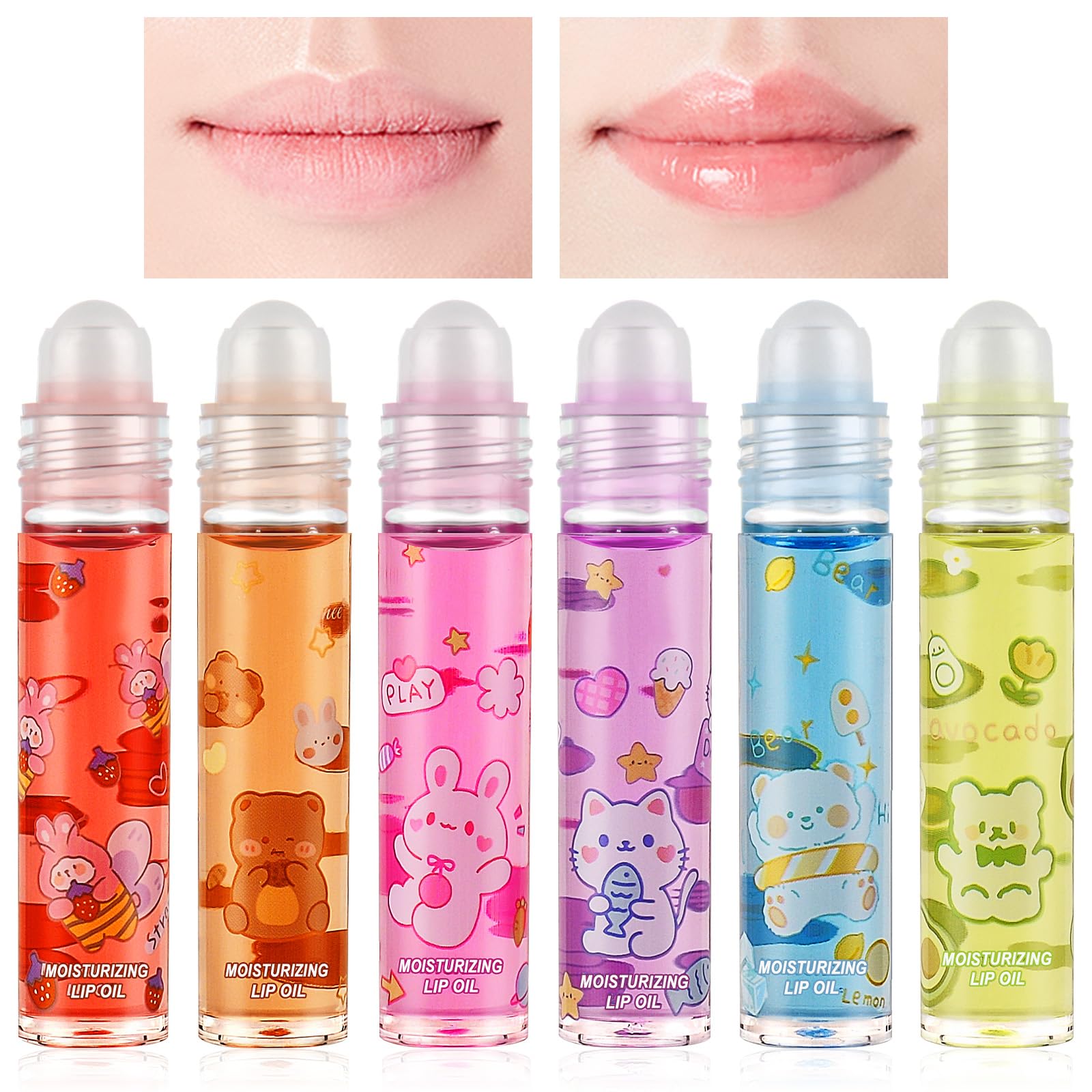 AOOWU 6-Piece Hydrating Lip Oil Set, Chocolate-Flavored Plumping Balm with Long-Lasting Glow, Transparent Moisturizing & Non-Sticky Gloss for Women