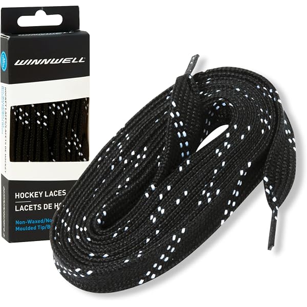 Elite Pro X7 Hockey Laces - Molded Tip, Black/White, Wide Style For Skates