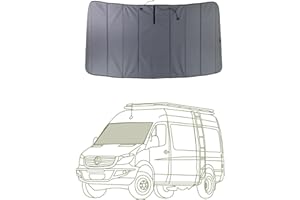 VanEssential Insulated Magnetic Blackout Front Windshield Cover Designed for Mercedes-Benz NCV3/VS30 (Van Years 2007 to Current) - Charcoal Gray
