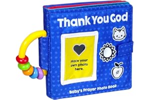 HARVMAX Baby Photo Albums with Curved Rattle Ring - Hold 4x6" Photos,Sensory Toy for Newborn Infant,Keepsake Memory Book for First Year,Soft Photo Album for Baby,Baby Album Photo Book