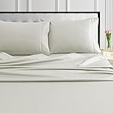 Tribeca Living 1000 Thread Count Egyptian Cotton Sheets King Size - Silky Smooth Sateen Weave for Luxurious Sleep - 22 Inch Deep Pocket 4-Piece Set in Sand