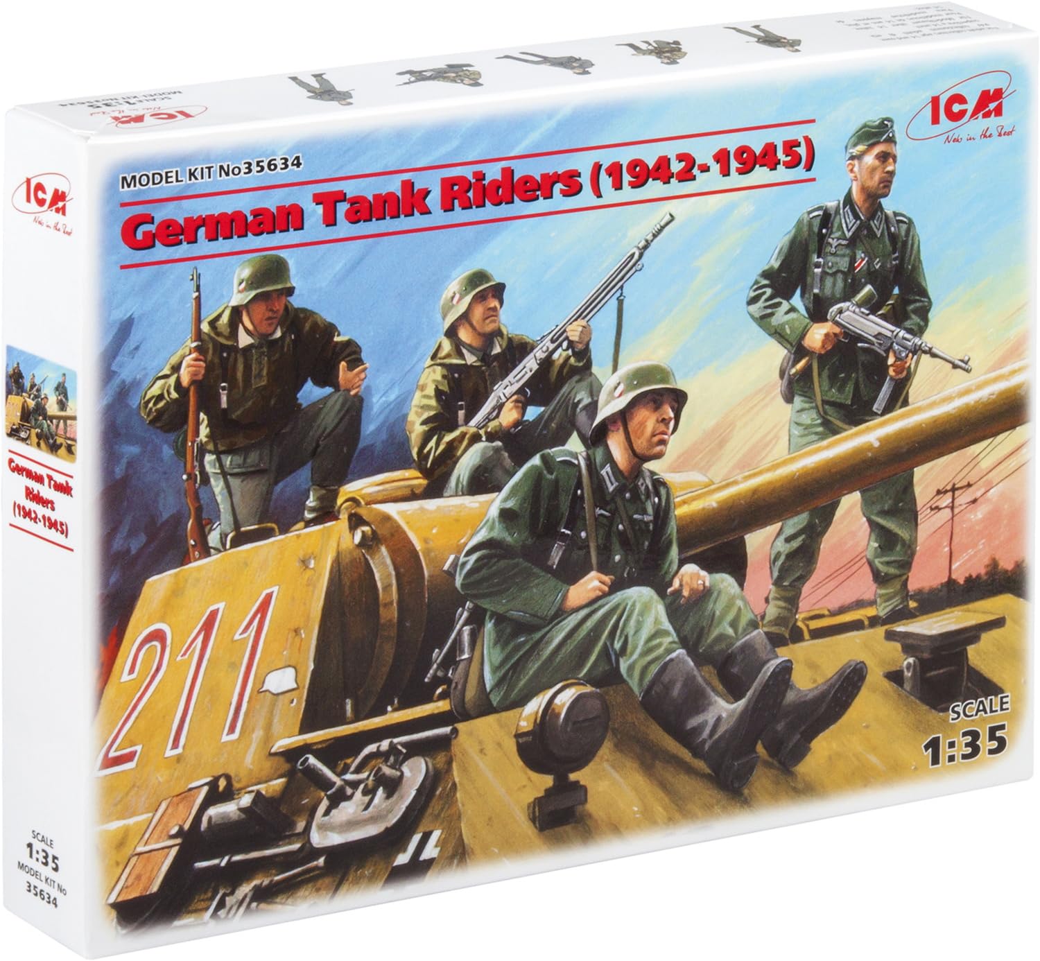 ICM ICM35634 1:35-German Tank Riders (1942-1945) 4 Figs, 0.69 x 1.3 x 5.08 cm