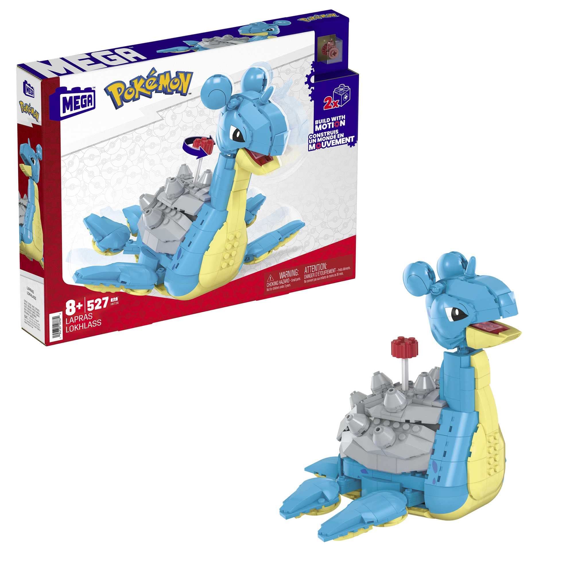 MEGA Pokémon Action Figure Building Toys Set for Kids, Lapras with 527 Pieces and Motion, Buildable and Poseable, 7 Inches Tall, HKT26