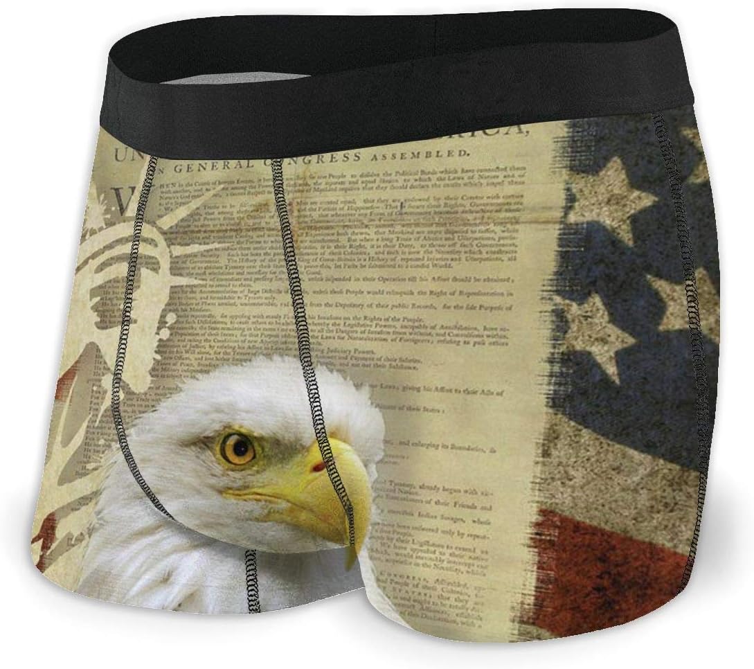 Msanlixian Mens Boxer Briefs American Flag Statue of