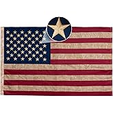 AMZFLAG Vintage American Flag 3x5 ft Tea-Stained Embroidered USA Flags 250th Anniversary Heavy Duty Antiqued US Flags for Outsided with 2 Brass Grommet 4th of July