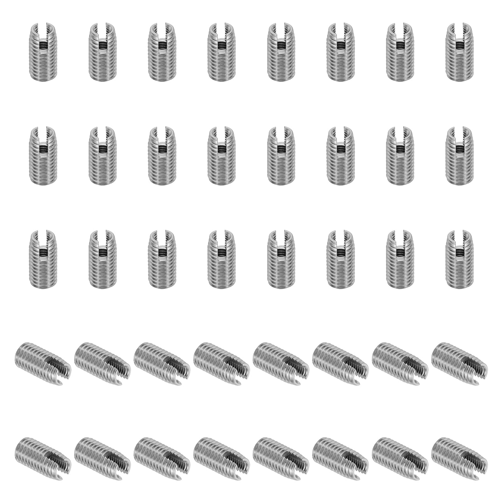 PATIKIL Self-Tapping Threaded Inserts, 40 Pcs M6 x M10 x 20mm 303 Stainless Steel Thread Adapter Reducer Slotted Screw Repair Inserts Nuts Sleeve