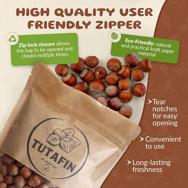 TUTAFIN PREMIUM RAW HAZELNUTS IN SHELL – JUMBO WHOLE FILBERTS, FRESH HARVESTED, TURKISH HAZELNUTS FOR SNACKING & BAKING – 2 LB (PACK OF 1)