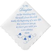 PACGOTH Wedding Handkerchiefs Something Blue for Bride Embroidered Handkerchief Gift for Bride Groom from Mother Father