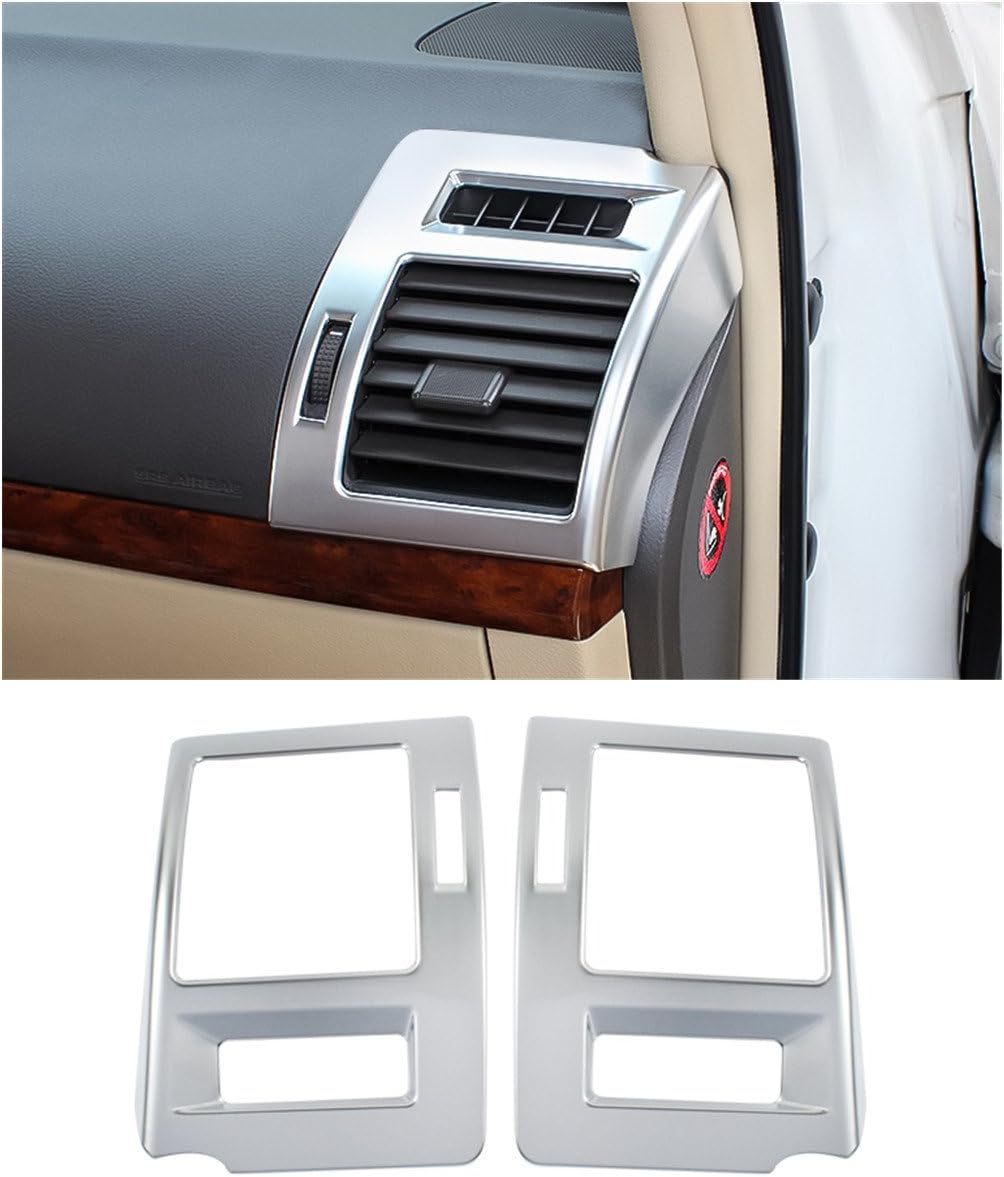 Hemeray ABS Car Dashboard Side Air Outlet Vent Trim Decorative for Toyota Land Cruiser Prado FJ150 2018 (Matte Silver)