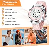 Hearkent Pedometer Watch for Women Pink 30M Waterproof Step Calorie LCD view 3