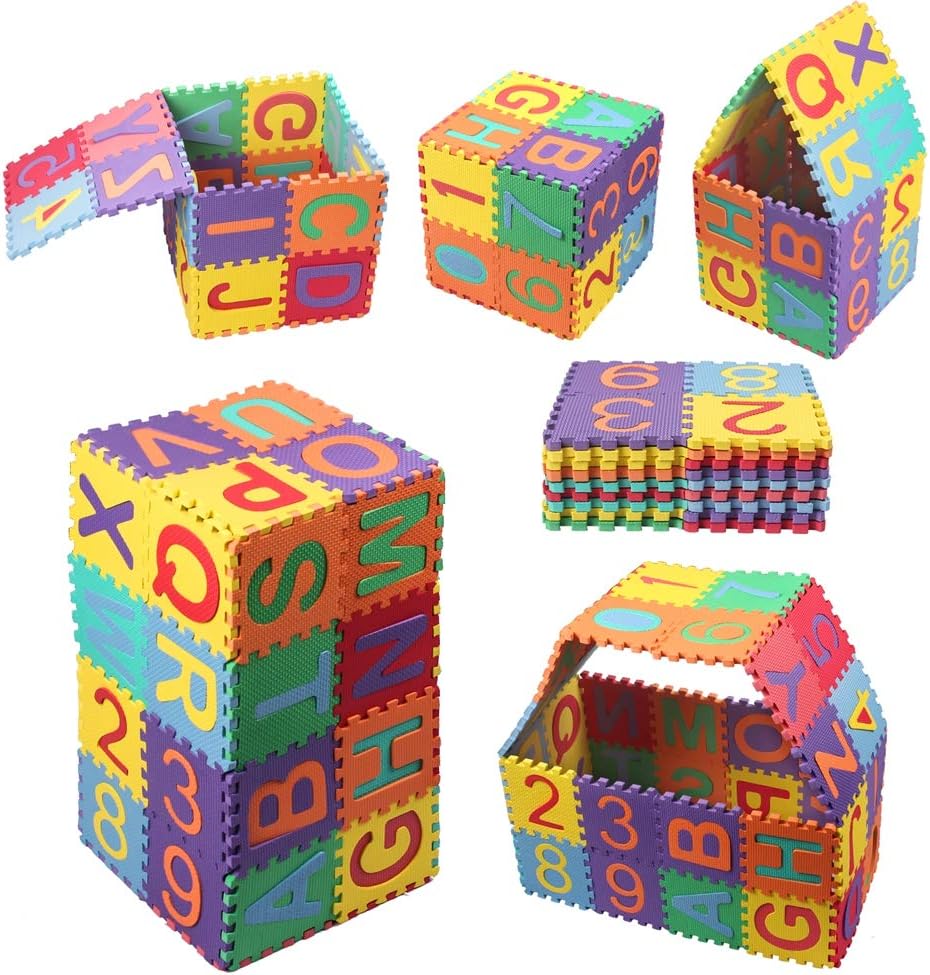 Swonuk Baby Foam Play Mat, 36pcs 5.9x5.9 Inches Interlocking Kid's Floor Puzzle Colorful EVA Tiles: Toys & Games