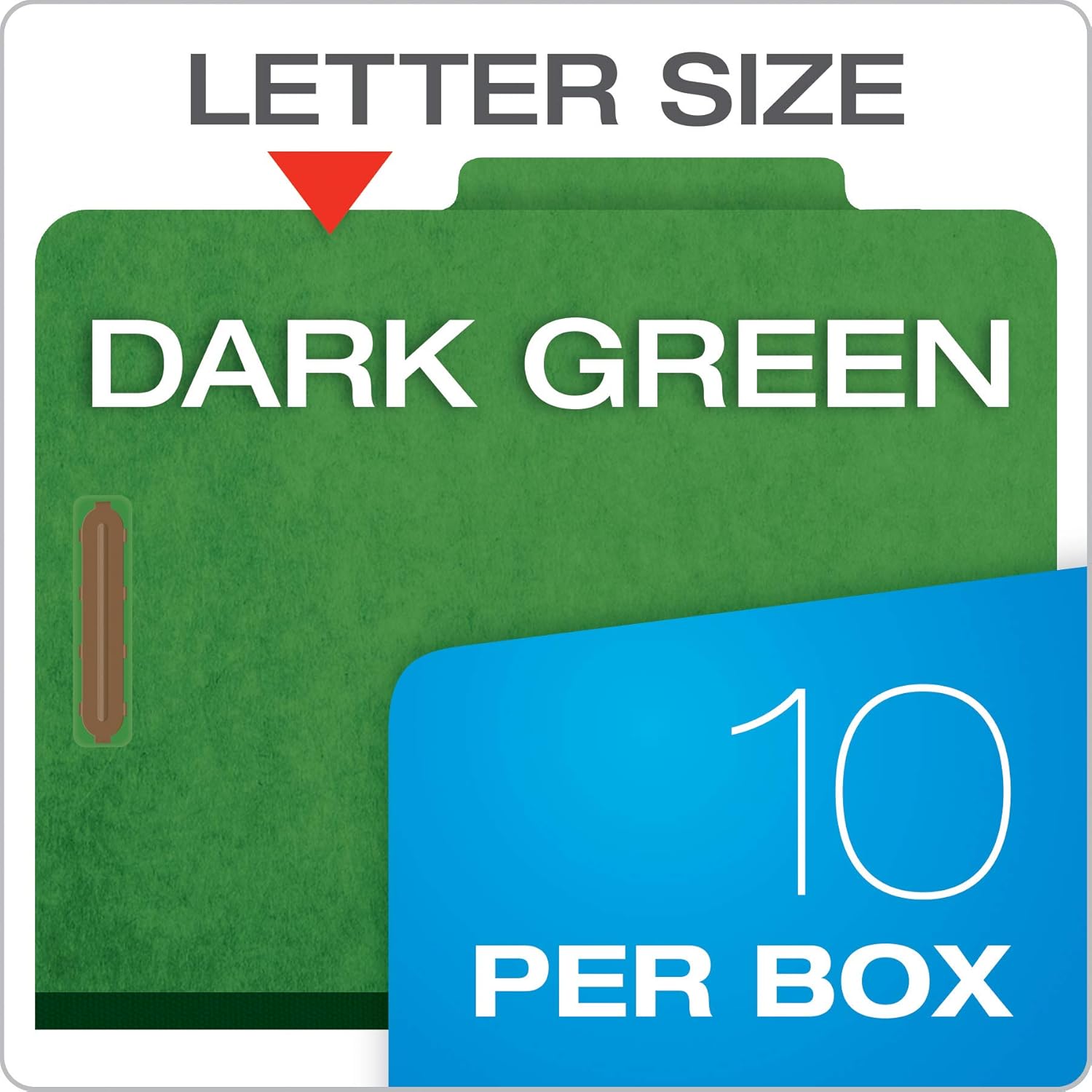 Pendaflex Classification Folders, 1 Divider, 2" Fasteners, Letter, Dark Green, 10/Box (23733P) : Top Tab Classification Folders : Office Products