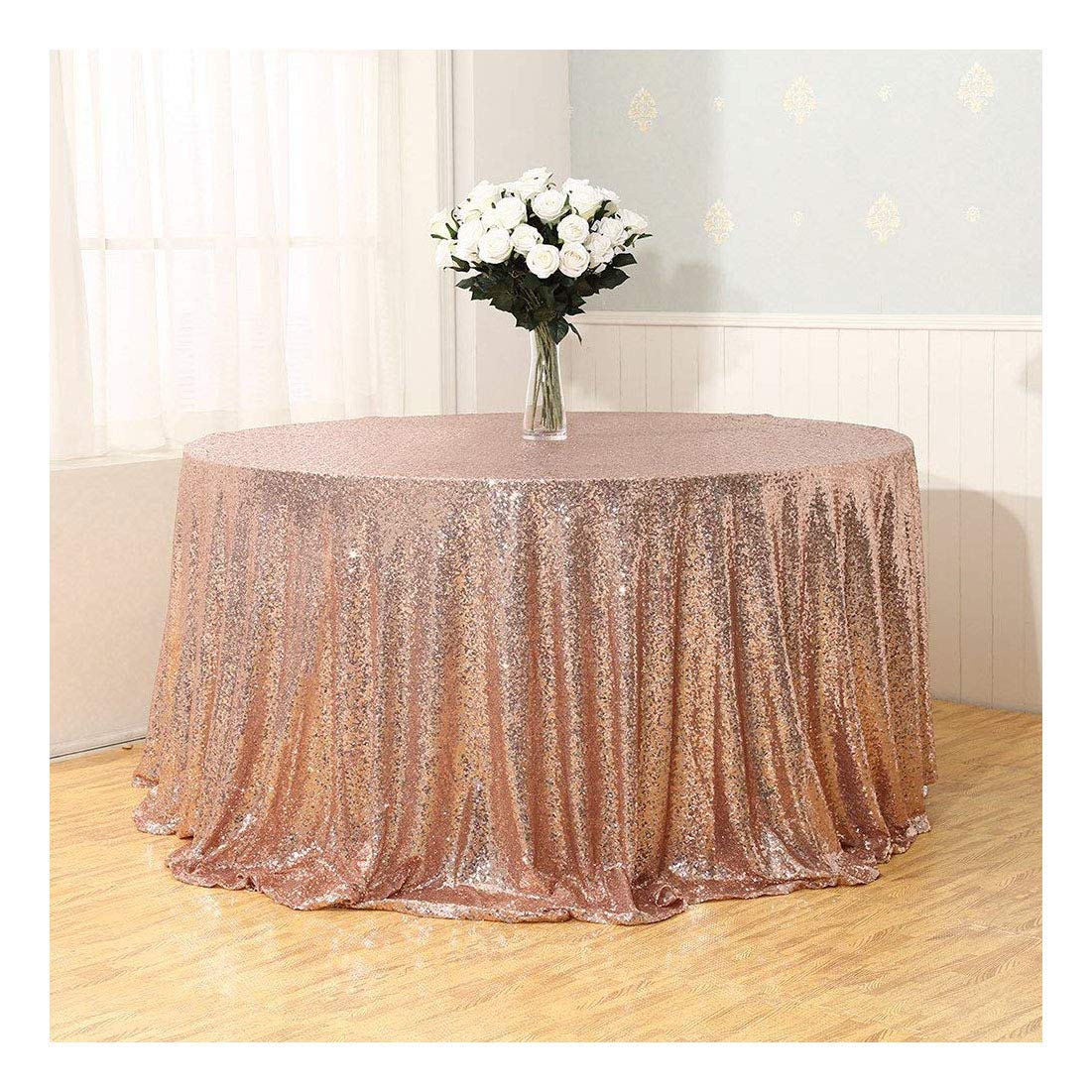 Best 120 in round gold sequin table cloth