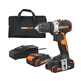 Worx Nitro 20V Cordless 1/2" Drill Driver With Brushless Motor - Compact & Lightweight Set Only 6" and 3 lbs. - Power Share Compatible WX130L - Batteries & Charger Included, Black