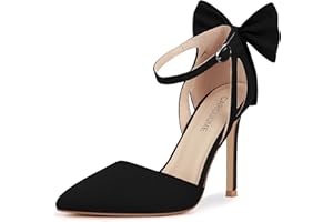 Carcuume Women's Closed Toe Heels Bow Stiletto Heel Sandals Pointed Toe Pumps Wedding Shoes