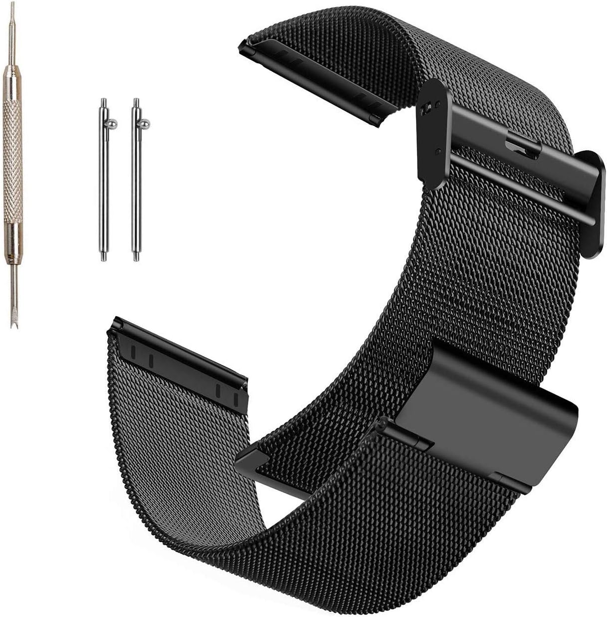 MUENShop 22mm Watch Strap Quick Release Stainless Steel Black Loop Compatible for Samsung Galaxy watch 3 45mm HUAWEI GT 2/3/4 46mm Watch Band