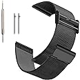 Moran Stainless Steel Mesh Watch Band Quick Release Replacement Strap 18mm 20mm 22mm for Men Women (Black,18mm)