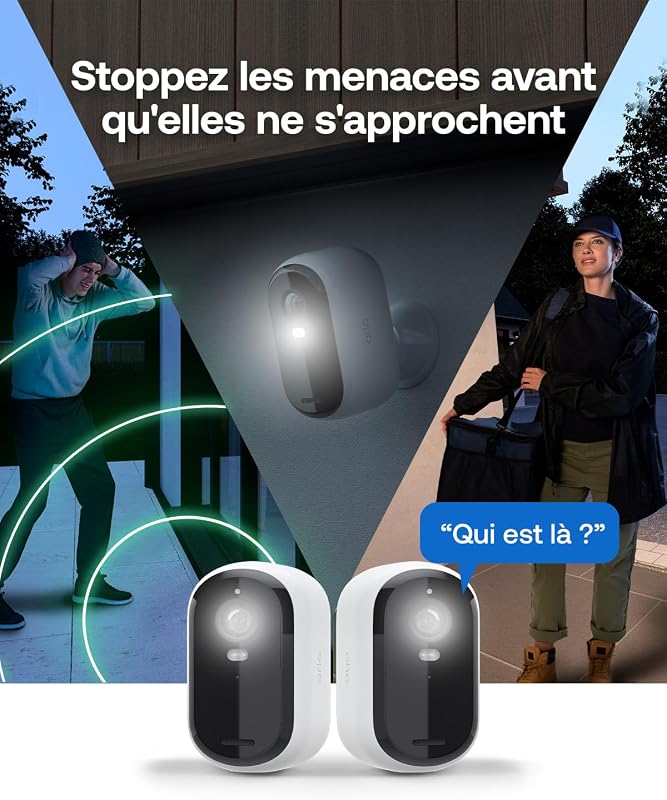Essential 3, Caméra de Surveillance WiFi, Vidéo HD, 2 Caméras + Solar